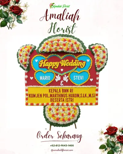 Karangan Papan Bunga Pernikahan di Pandanmulyo